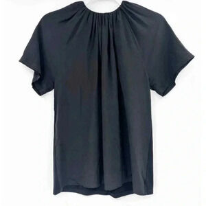 MaxMara Spezie‎ Women’s Black Gathered Neck Short Sleeve Jersey Silk Top Small